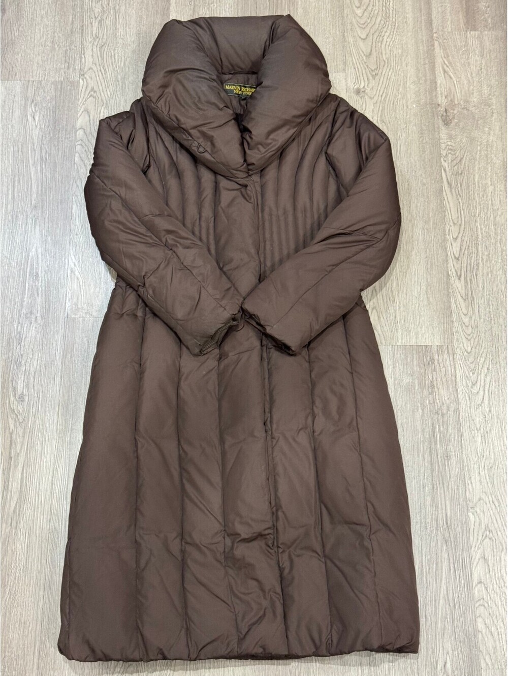 Marvin Richards New York Brown Long Puffer Coat - Picture 3 of 6